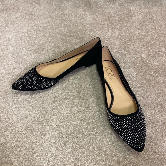 BCBG Shoes - BCBG Black and Silver Studded Flats